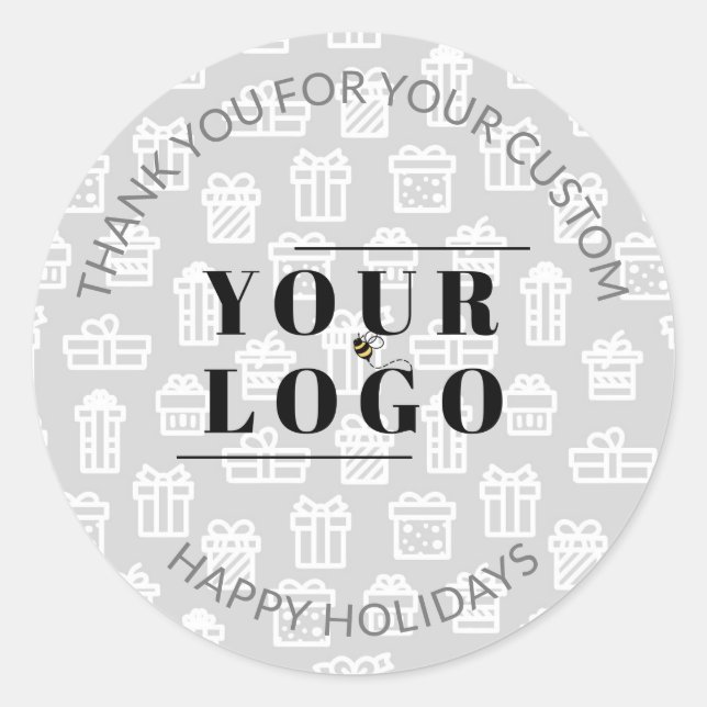 Sticker Rond Cadeau de Noël Merci Affaires Personnalisé Mon log (Devant)