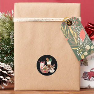 Sticker Rond Cadeau de Noël pour amateur de café au pain d'épic