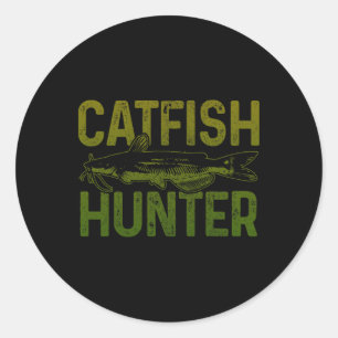 Sticker Rond Cadeau de pêche au poisson-chat Chasseur de poisso