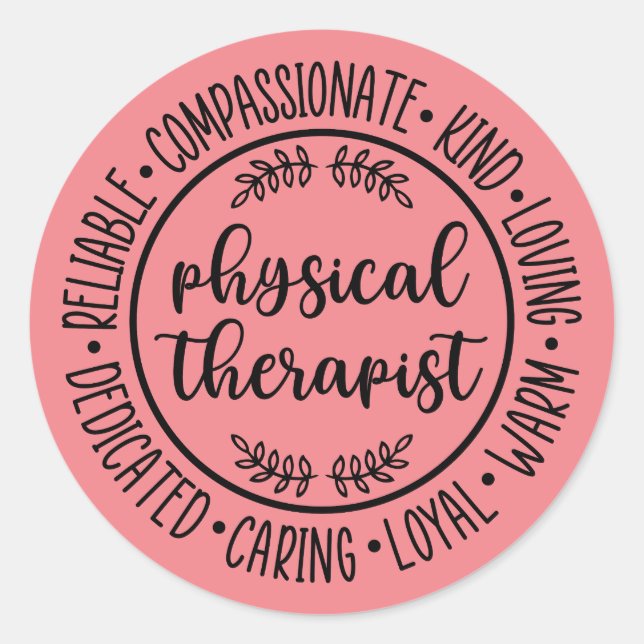 Sticker Rond Cadeau de physiothérapie, physiothérapie (Devant)