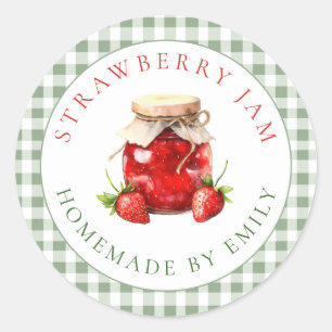 Sticker Rond Cadeau de pot de confiture de fraise pour mariage