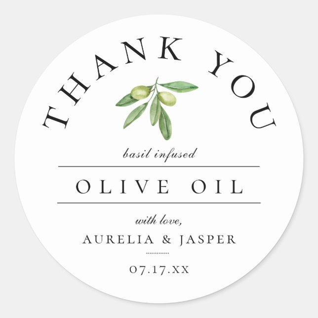 Sticker Rond Cadeau de remerciement à l'huile d'olive (Devant)