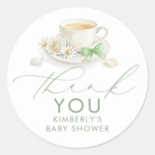 Sticker Rond Cadeau de remerciement Baby Shower Thé au Ruban Ve