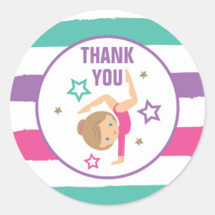 Sticker Rond Cadeau de remerciement d'anniversaire Gymnastique