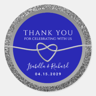 Sticker Rond Cadeau de remerciement de mariage bleu royal