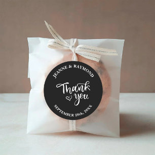 Sticker Rond Cadeau de Remerciement de Mariage Élégant Calligra
