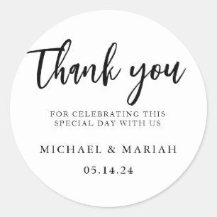 Sticker Rond Cadeau de remerciement de mariage simple élégant