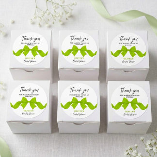Sticker Rond Cadeau de Remerciement de Mariage Vert Citron pour