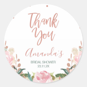 Sticker Rond Cadeau de Remerciement de Rose Gold pour un Brunch