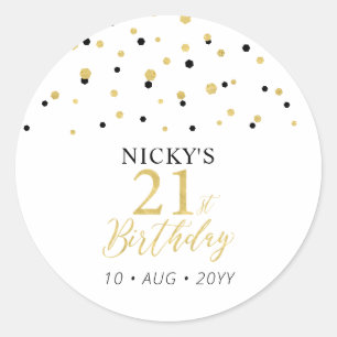 Sticker Rond Cadeau de remerciement pour 21e anniversaire Or &