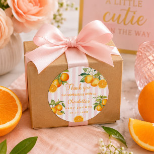 Sticker Rond Cadeau de remerciement pour Baby Shower Citron Ora