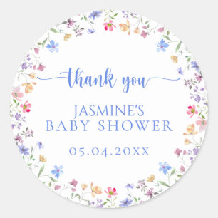 Sticker Rond Cadeau de Remerciement pour Baby Shower Fleur Sauv