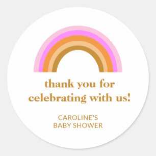 Sticker Rond Cadeau de remerciement pour bébé arc-en-ciel perso