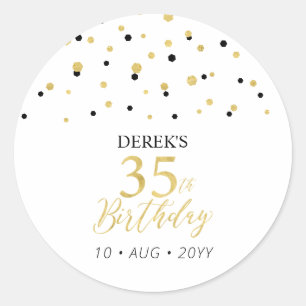 Sticker Rond Cadeau de remerciement pour les 35 ans Gold & Blac