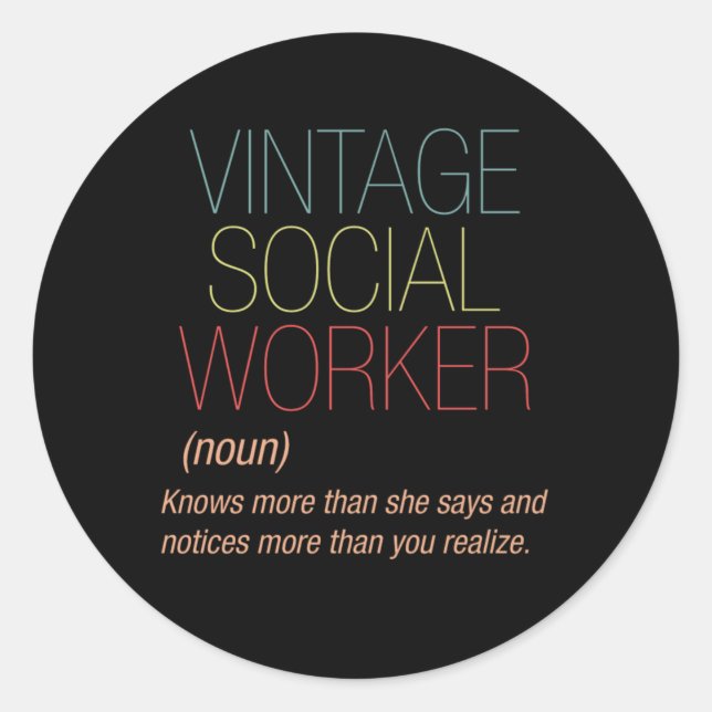 Sticker Rond Cadeau de soins sociaux pour travailleur social vi (Devant)