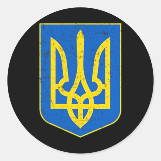 Sticker Rond Cadeau de soutien du drapeau ukrainien de fierté B (Devant)