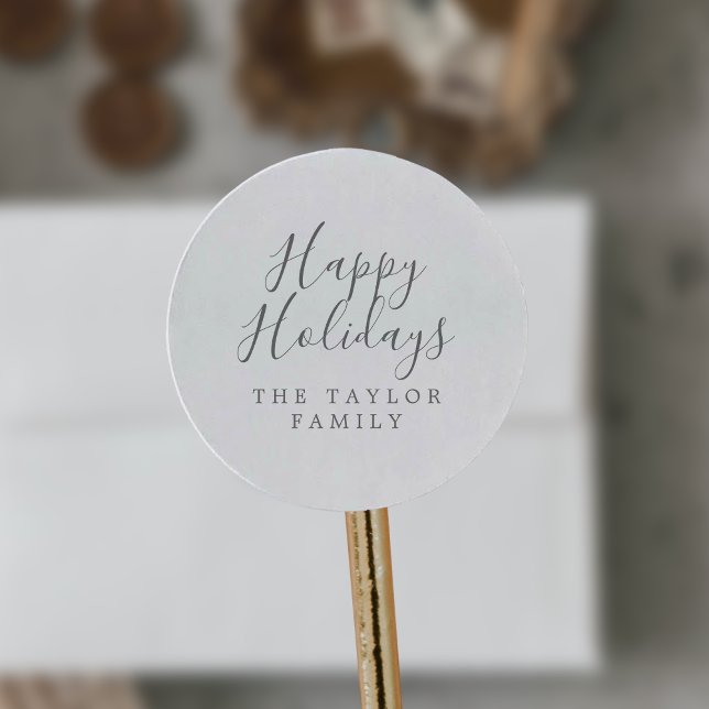 Sticker Rond Cadeau de vacances minimaliste Silver Joyeux (Créateur téléchargé)