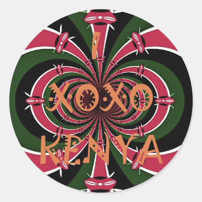 Sticker Rond Cadeau de voyage kenyan - Conception de câblage et (Devant)