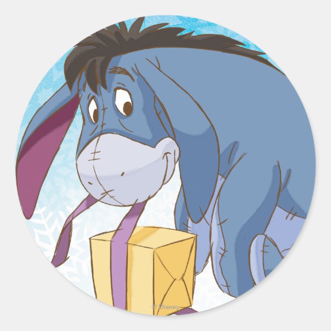 Sticker Rond Cadeau d'enveloppement Eeyore (Devant)