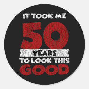 Sticker Rond Cadeau drôle d'anniversaire 50 ans vintage