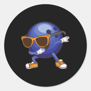 Sticker Rond Cadeau drôle de bowling Dabbing pour enfants de da