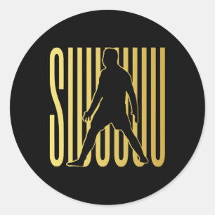 Sticker Rond Cadeau drôle de foot Siuuuu pour les fans de footb