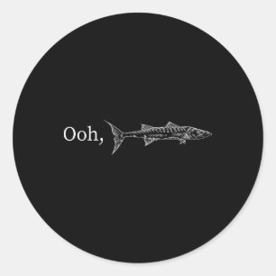 Sticker Rond Cadeau drôle de pêche barracuda Ooh pour la musiqu