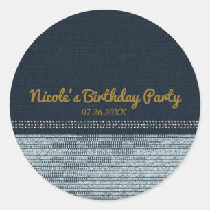 Sticker Rond Cadeau élégant et chic avec denim et diamants Glam