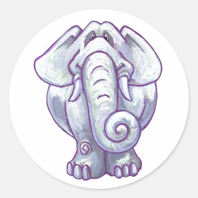 Sticker Rond Cadeau Eléphant blanc mignon (Devant)