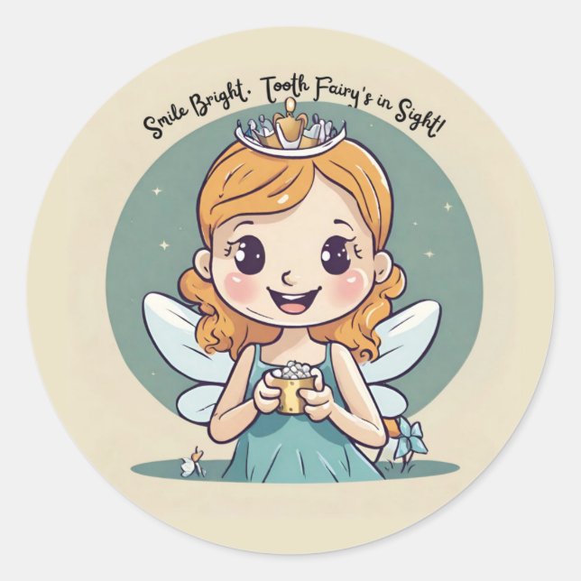 Sticker Rond Cadeau Fairy pour dents (Devant)
