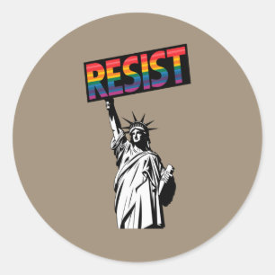 Sticker Rond Cadeau féministe Résister Statue de la Liberté