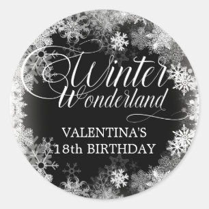 Sticker Rond Cadeau flocon de neige pour un 18ème anniversaire