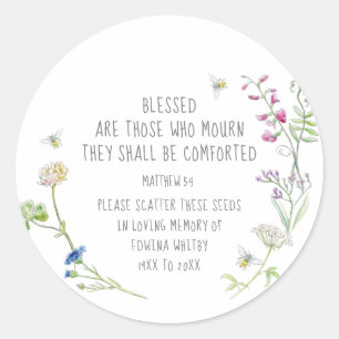 Sticker Rond Cadeau funéraire fleur sauvage semence de dispersi