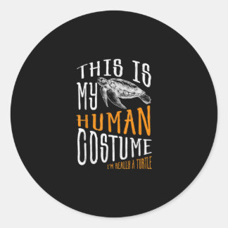 Sticker Rond Cadeau Halloween Ceci Est Mon Costume Humain