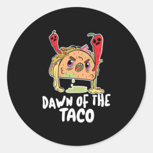 Sticker Rond Cadeau Halloween   L'Aube De L'Halloween Taco