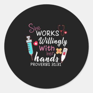 Sticker Rond Cadeau infirmière   Elle Travaille Volontiers Appa