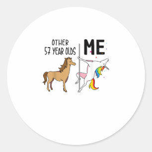 Sticker Rond Cadeau licorne 57 ans anniversaire et moi autre