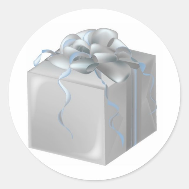Sticker Rond Cadeau Mariage argent (Devant)
