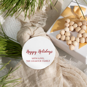 Sticker Rond Cadeau minimaliste moderne Red Happy Holidays