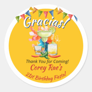 Sticker Rond Cadeau personnalisé "Gracias" pour les 21 ans