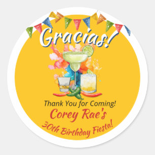 Sticker Rond Cadeau personnalisé "Gracias" pour les 30 ans