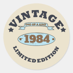 Sticker Rond Cadeau personnalisé vintage 40e anniversaire