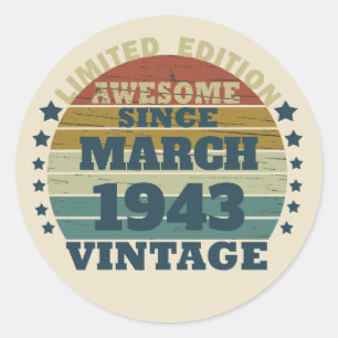 Sticker Rond Cadeau personnalisé vintage 80e anniversaire