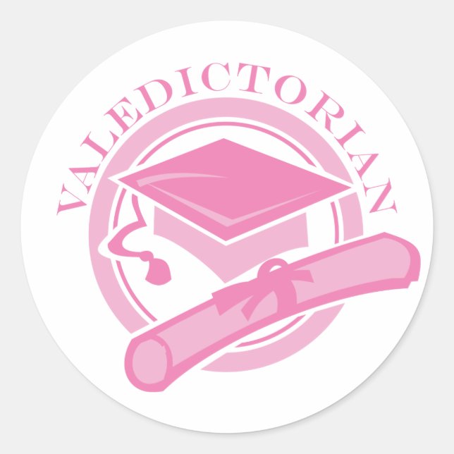 Sticker Rond Cadeau Pink Valedictorian Graduian (Devant)