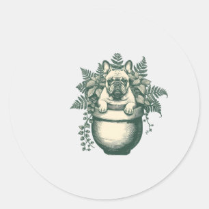 Sticker Rond Cadeau pour amateur de plante bouledogue français