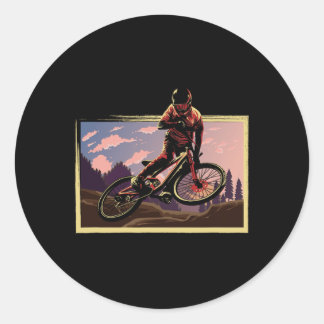 Sticker Rond Cadeau pour fan de vélo tout terrain stunt cyclism