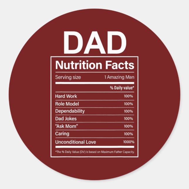 Sticker Rond Cadeau Pour Papa Fête des pères Cadeau Papa Nutrit (Devant)