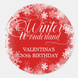 Sticker Rond Cadeau pour un anniversaire 30 ans : décor de Noël