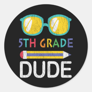 Sticker Rond Cadeau pour un gars de 5e année pour la rentrée sc