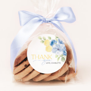 Sticker Rond Cadeau principal de la fête de mariage bleu jaune